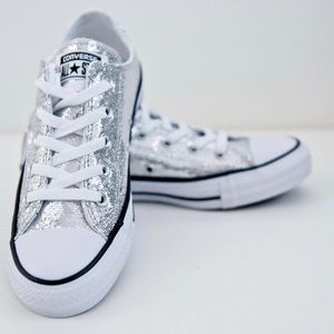 Silver Allstar Chuck Taylor Glitter Unisex 135851c Sneakers